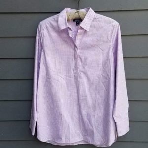Lands' End LAVENDER & White Checked Tunic Top Size 10
